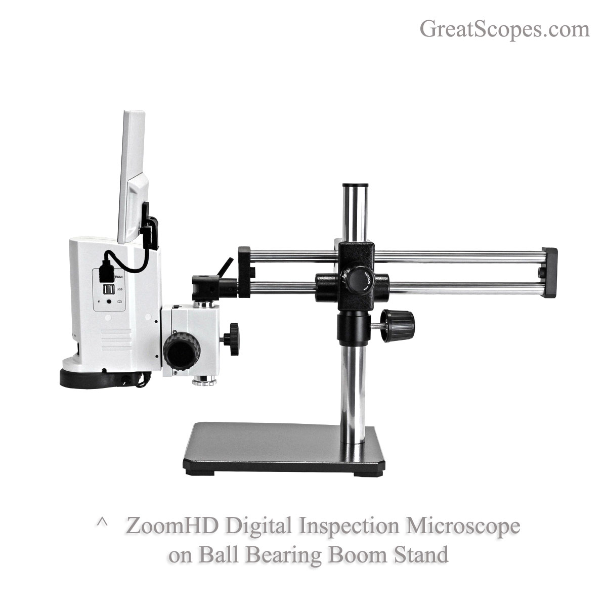Unitron ZoomHD Inspection Microscope on Ball Bearing Boom Stand